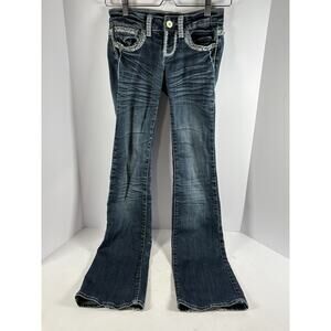 LA Idol USA Women’s Size 0 Bootcut Jeans Rhinestone Bling Stretch Denim